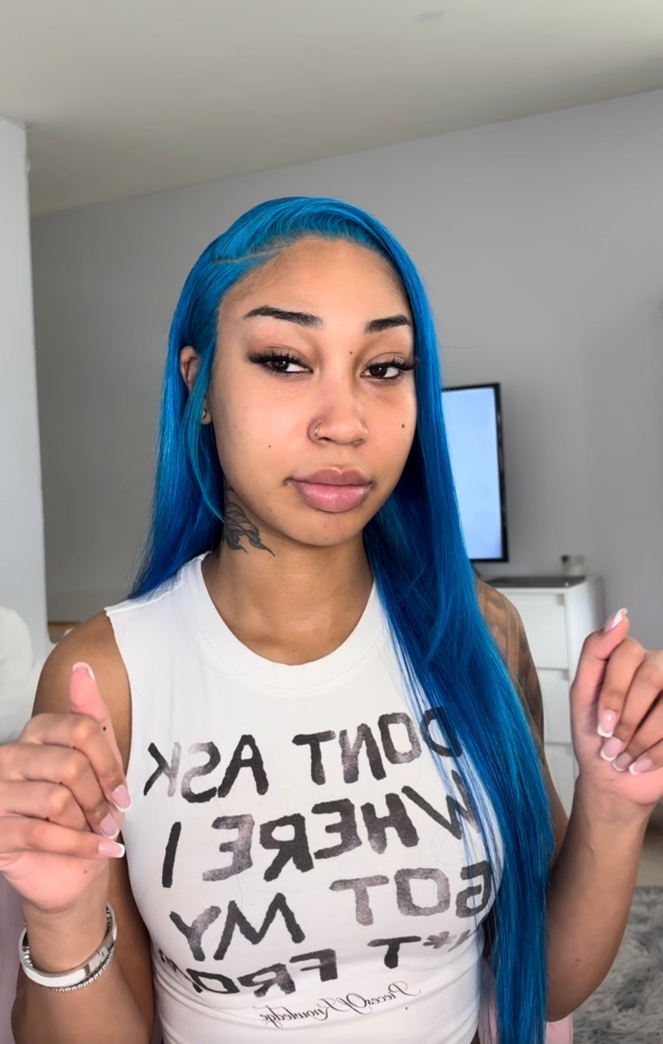 26inch blue human hair wig