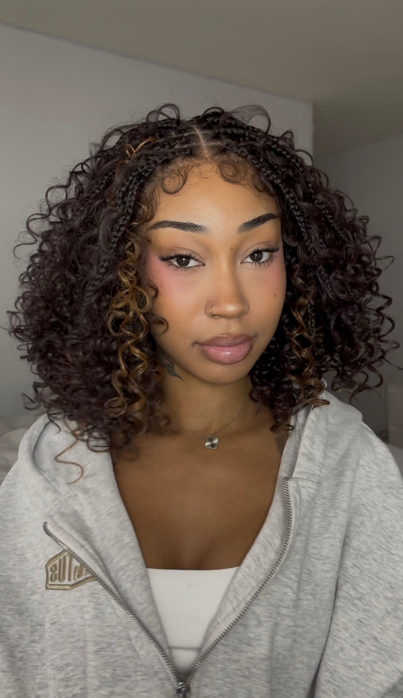 Curly braided bob synthetic wig