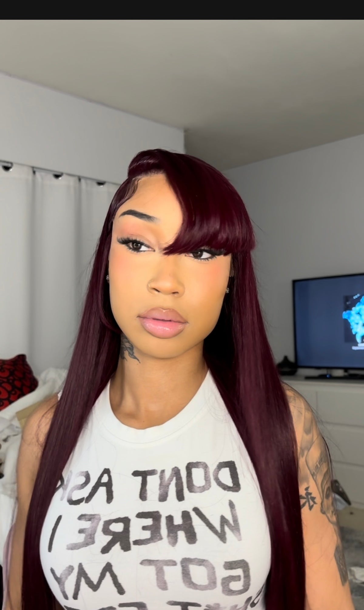 Pre styled 28inch human hair wig with blunt bang