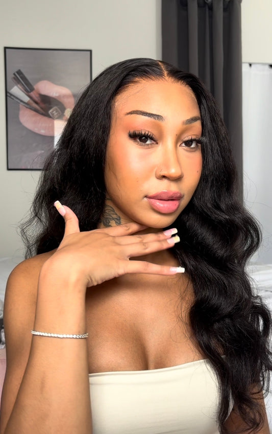 24inch yaki straight human hair wig 7x4