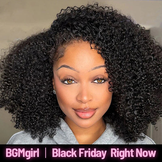Kinky curly half wig human hair
