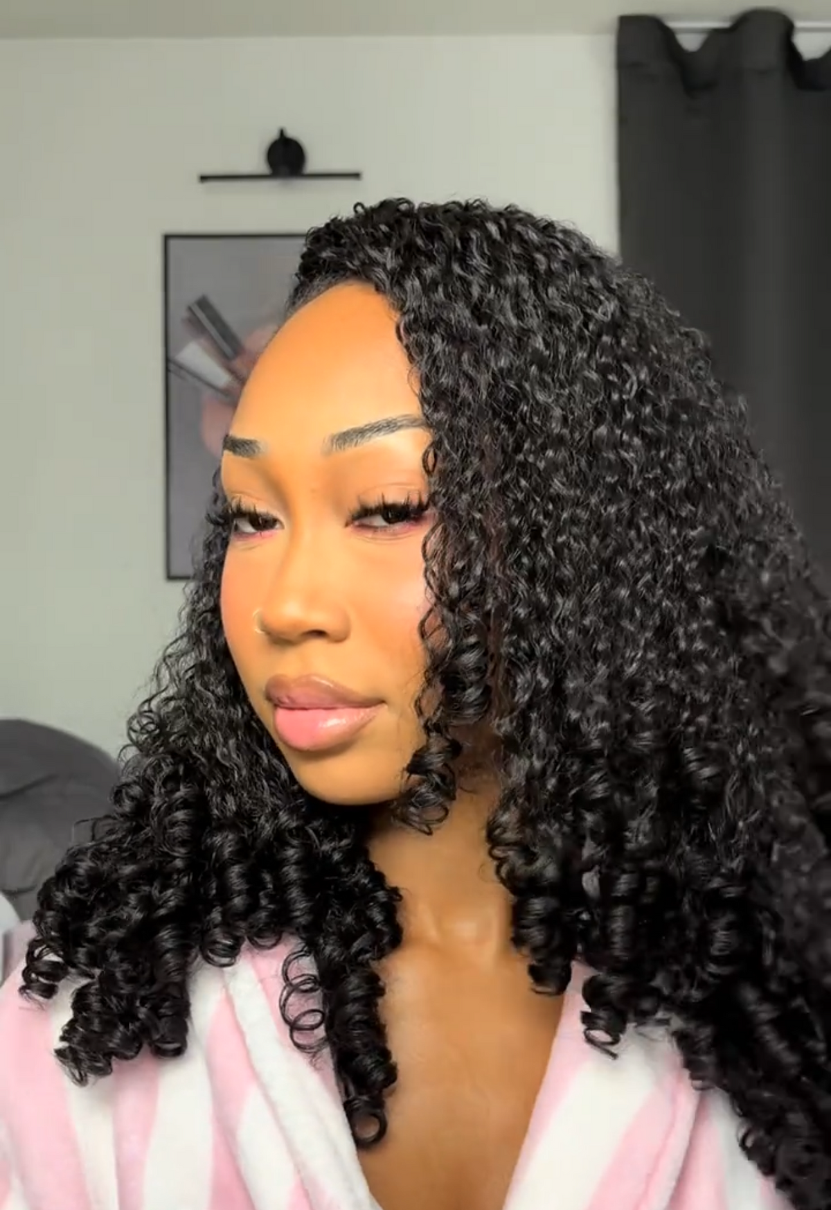 Synthetic curly half wig