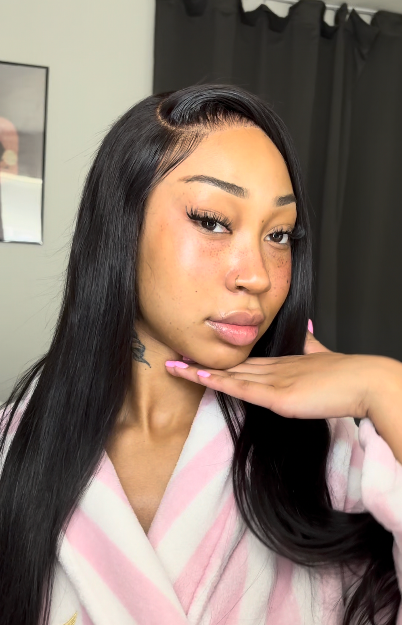 Human hair 28inch silky straight 6x4 wig