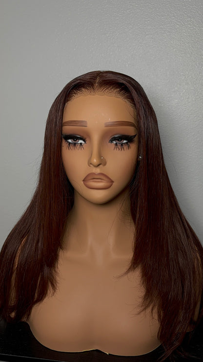 7x4 closure layered chocolate brown/reddish brown wig